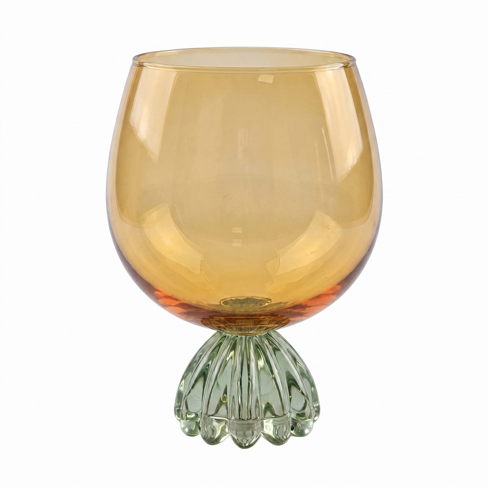 Taça de Vidro Laranja e Verde Marejo 640ml Linha Sintonia