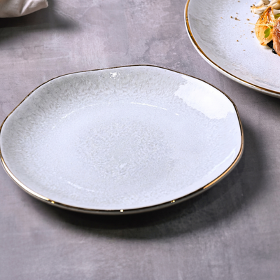 PRÉ-VENDA: Jogo 6 Pratos Sobremesa Stoneware Orgânico Lua Gold 19,5cm Porto Brasil