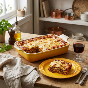Kit Travessa Retangular Nectar 32cm + 4 Pratos Rasos 22cm Néctar Le Creuset