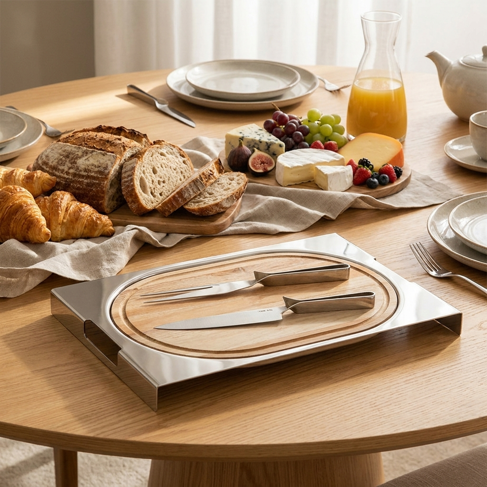 PRÉ-VENDA: Bandeja com Tábua e Par Thinchante Cassino Inox Riva