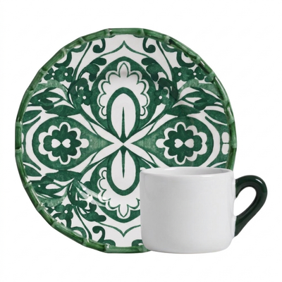 Jogo 4 Xícaras de Café Cerâmica Dolce Mare Verde 100ml Maison Blanche