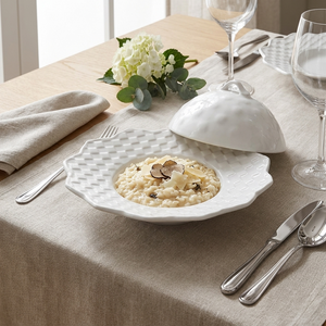 Prato de Risoto com Tampa Cerâmica Branco Florença 29cm Scalla