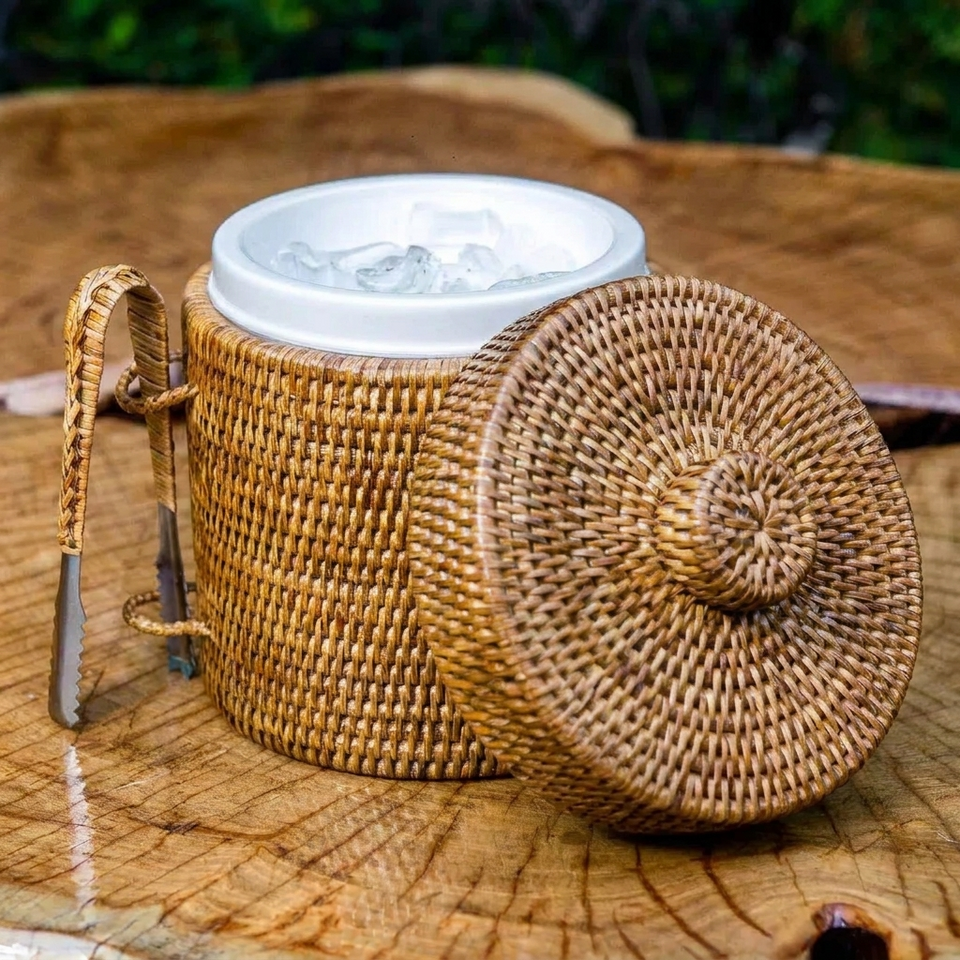 Balde de Gelo em Rattan com Pegador Bahali 20x23cm