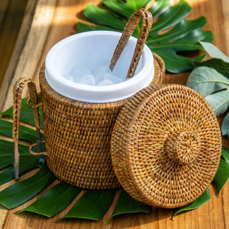 Balde de Gelo em Rattan com Pegador Bahali 20x23cm