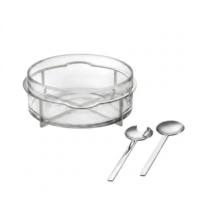Saladeira Del Garda Inox com Par de Talheres Riva