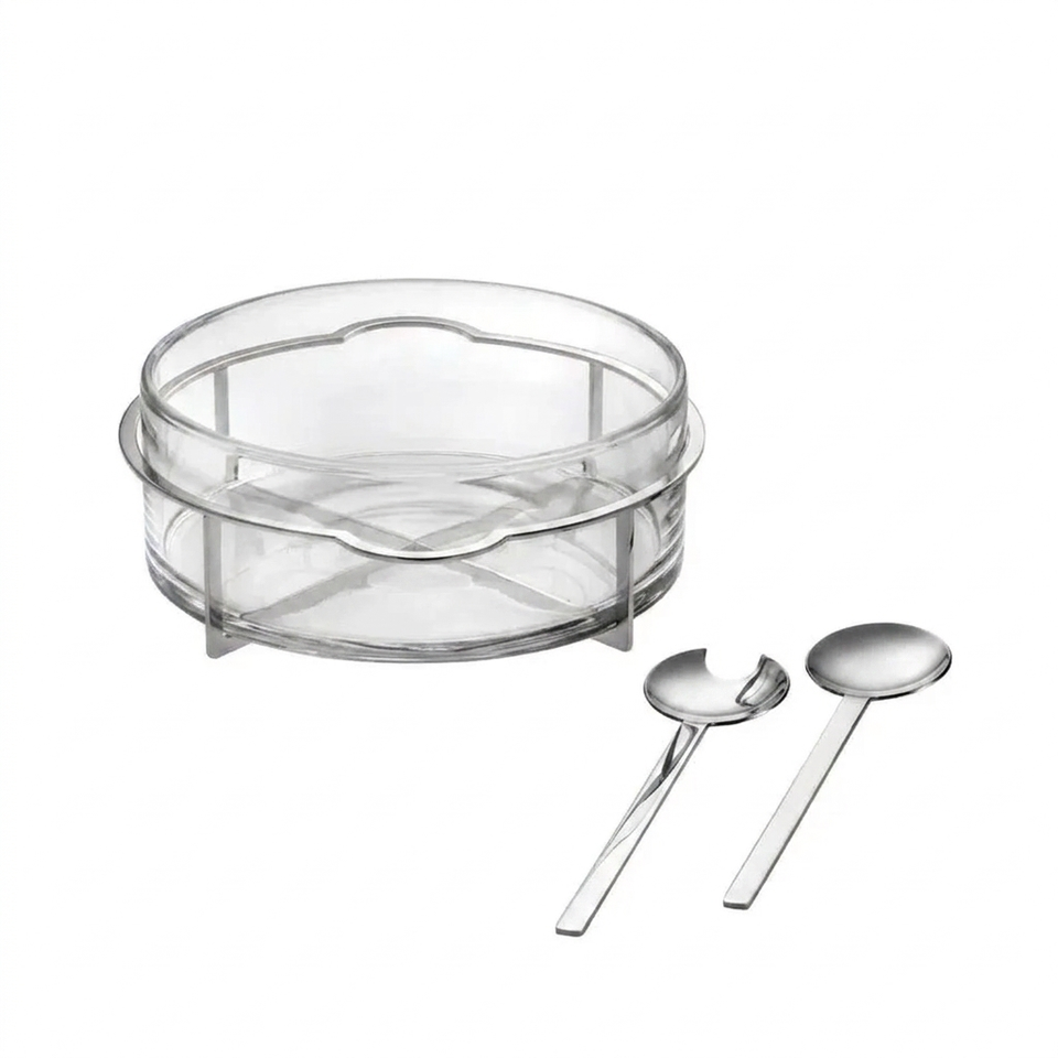 Saladeira Del Garda Inox com Par de Talheres Riva