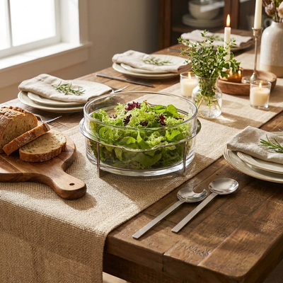 Saladeira Del Garda Inox com Par de Talheres Riva