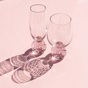 PRÉ-VENDA: Kit 6 Taças Vinho e 6 Taças Champagne Base Esfera Rosa Sphere