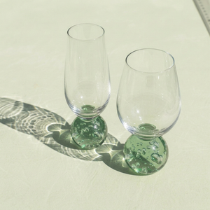 PRÉ-VENDA: Kit 6 Taças Vinho e 6 Taças Champagne Base Esfera Verde Sphere