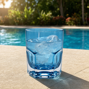Copo Baixo Acrílico Sextavado Azul 250ml