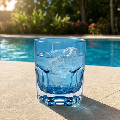 Copo Baixo Acrílico Sextavado Azul 250ml