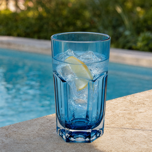 Copo Longo Acrílico Sextavado Azul 400ml