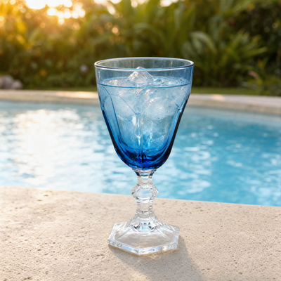 Taça Acrílico Sextavada Azul 350ml