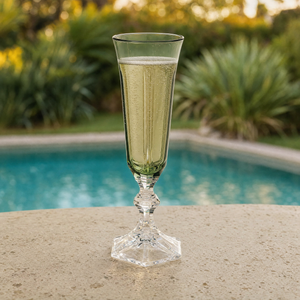 Taça Champanhe Acrílico Sextavada Verde 200ml