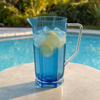 Jarra Acrílico Sextavada Azul 1,4L