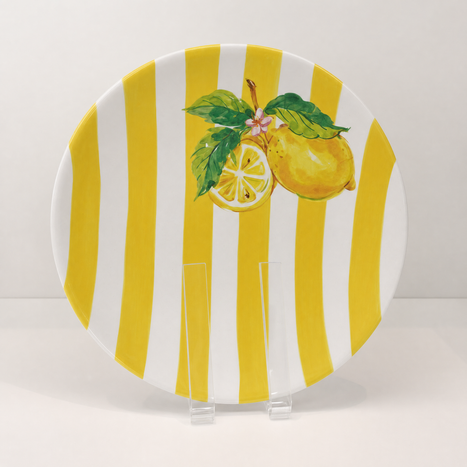 Saladeira Melamina Desenho Limão Amarela 31x31x7cm