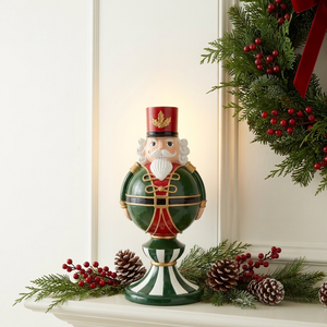 Soldado Quebra Nozes Topiaria Natal Resina Vermelho e Verde