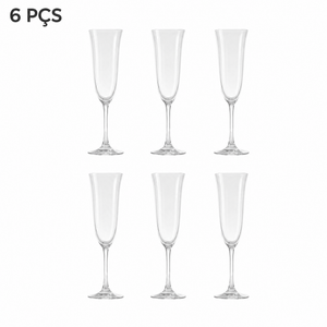 Jogo 6 Taças para Champanhe em Cristal Bohemia Eva 190ml