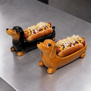 PRÉ-VENDA: Jogo 2 Pratos Hot Dog Gourmet Cerâmica Cachorro