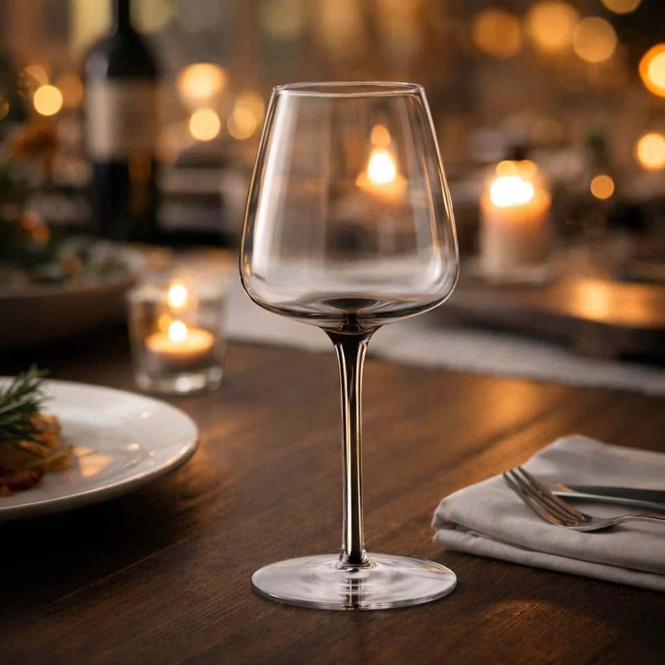 Jogo 6 Taças Água Vidro Transparente com Haste Preta 600ml