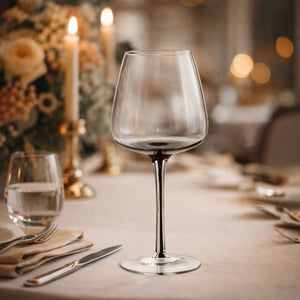 Jogo 6 Taças Água Vidro Transparente com Haste Preta 600ml