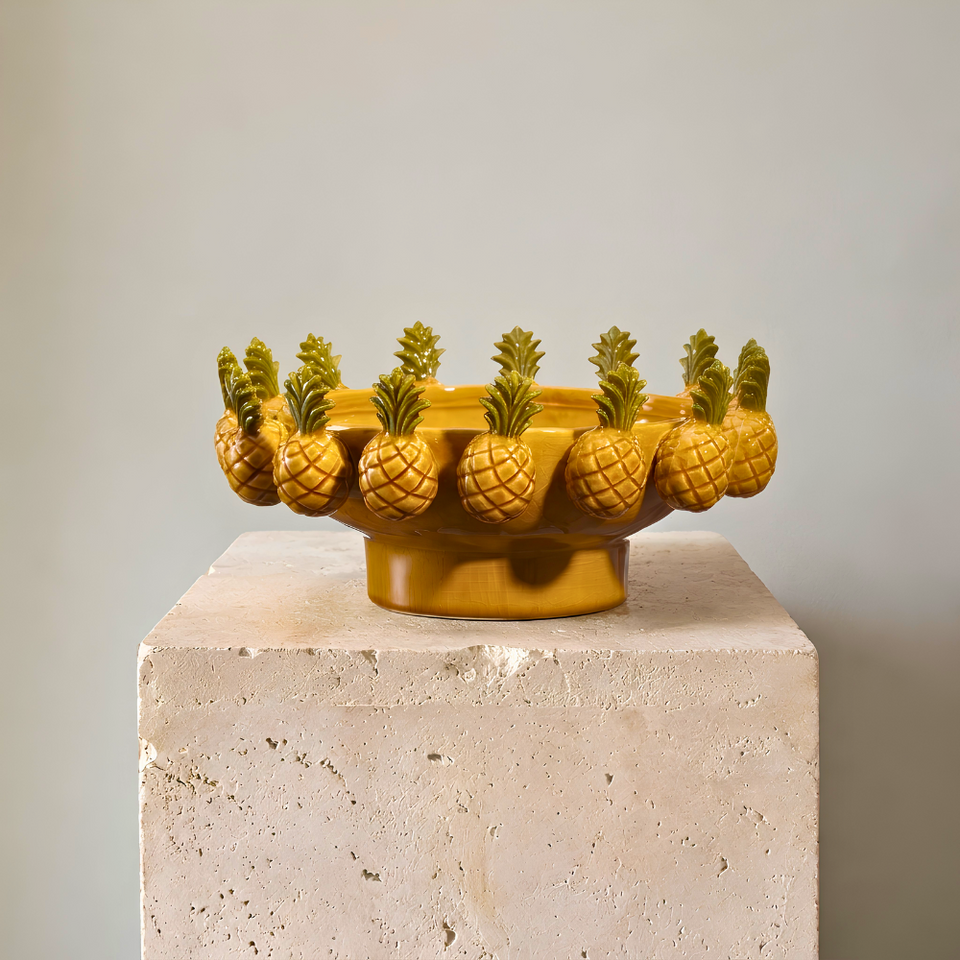PRÉ-VENDA: Centro de Mesa Abacaxi Pineapple Amarelo 37cm