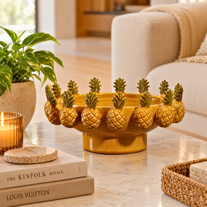 PRÉ-VENDA: Centro de Mesa Abacaxi Pineapple Amarelo 37cm