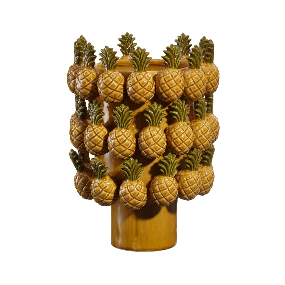 PRÉ-VENDA: Vaso Cerâmica Abacaxi Pineapple Amarelo 39cm