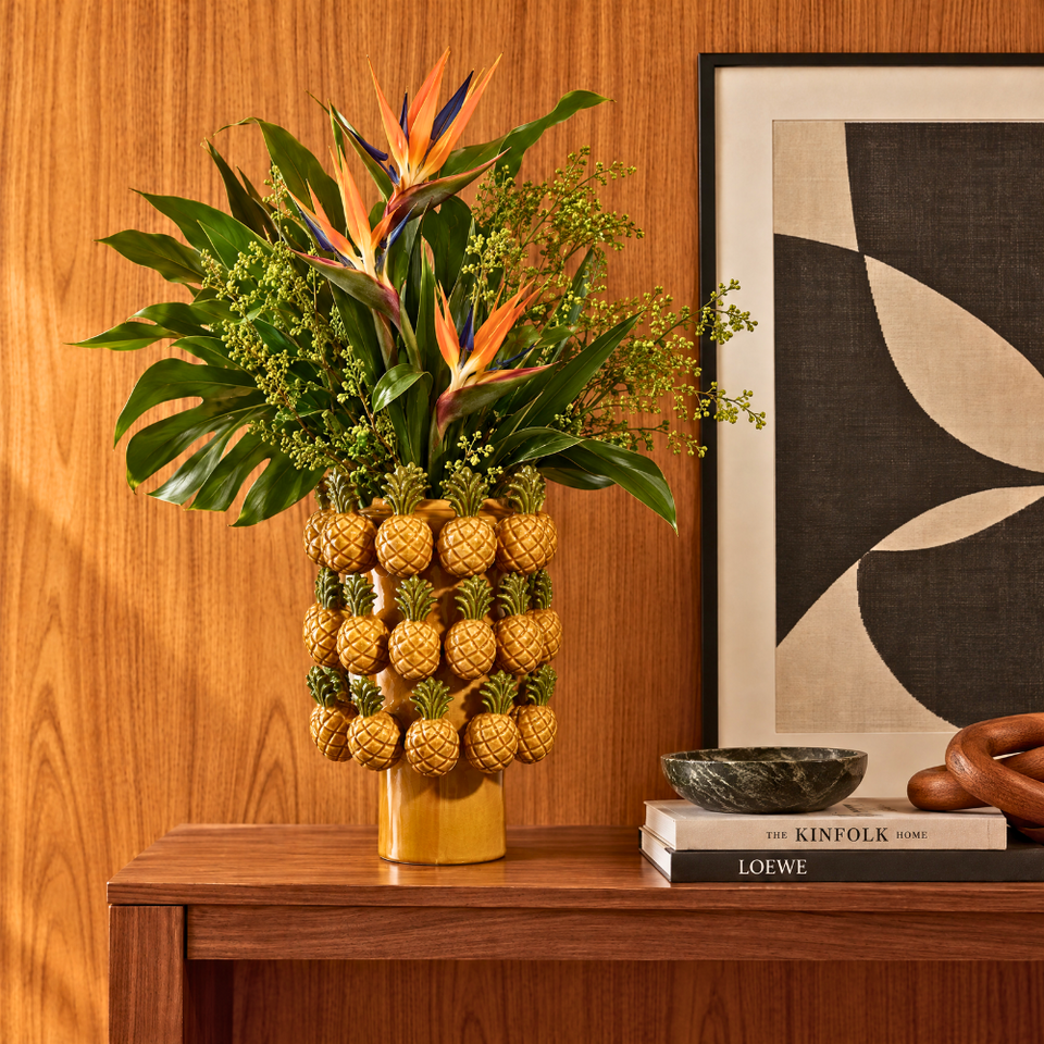 PRÉ-VENDA: Vaso Cerâmica Abacaxi Pineapple Amarelo 39cm