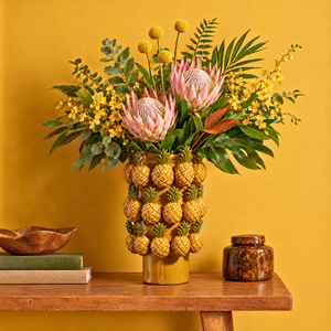 PRÉ-VENDA: Vaso Cerâmica Abacaxi Pineapple Amarelo 39cm