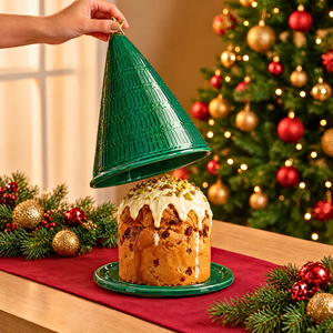 PRÉ-VENDA: Porta Panetone com Tampa Cerâmica Árvore de Natal Verde