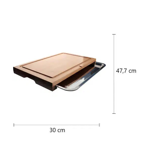 Tábua para Corte em Bambu com Bandeja em Aço Inox 47,5x30x4cm Dynasty